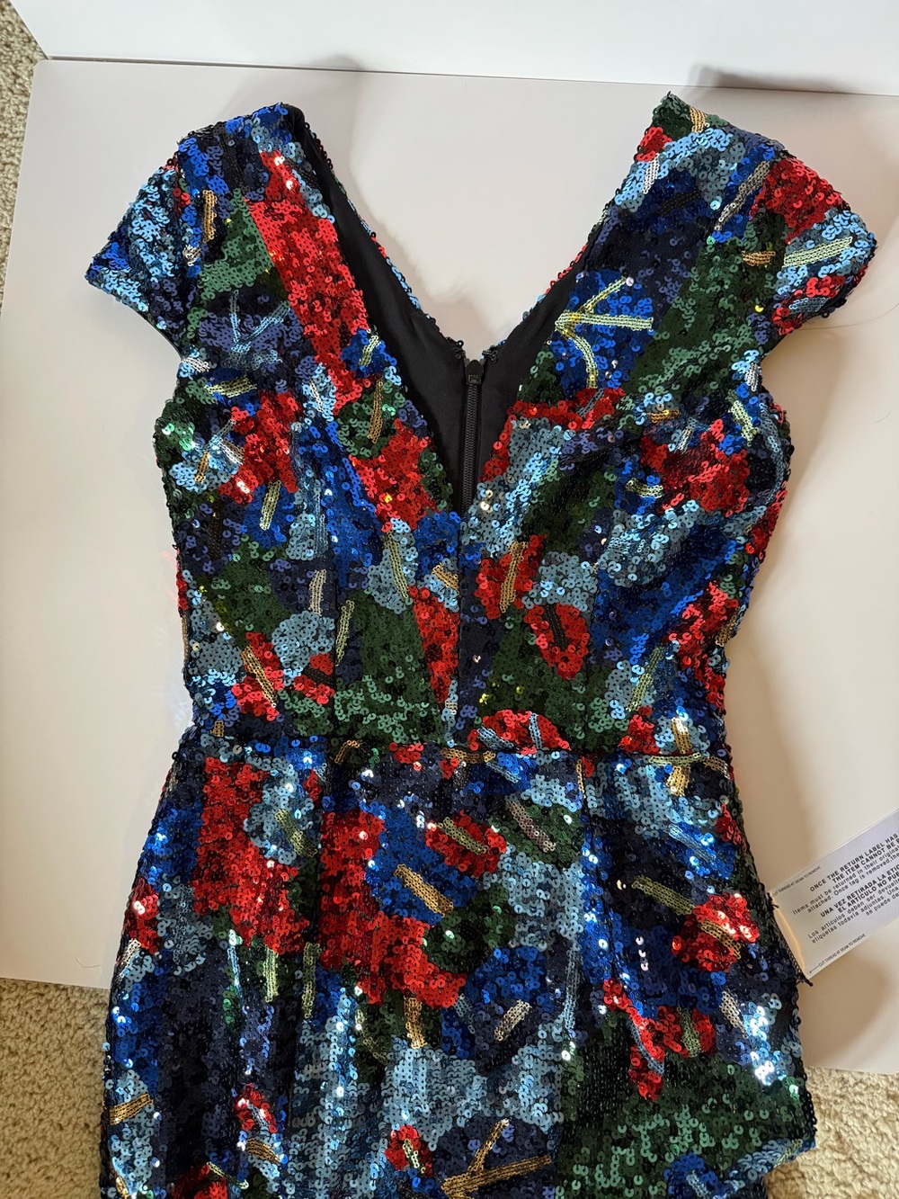 Dress the Population Cobalt Multi Sequin Midi Dress NWT Size S - Picture 6 of 6